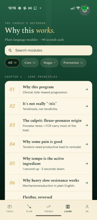 Golf Elbow Oracle learn tab