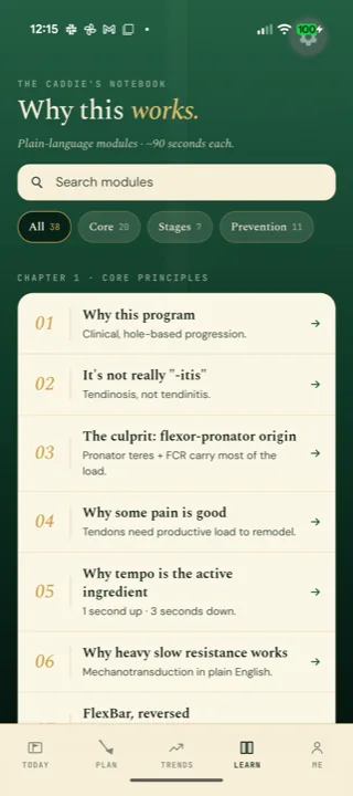 Golf Elbow Oracle learn tab