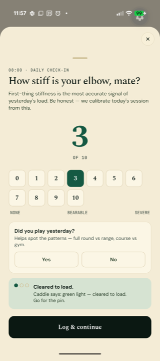 Golf Elbow Oracle stiffness log