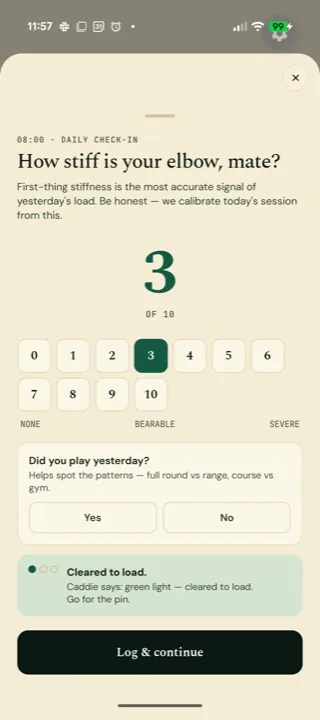 Golf Elbow Oracle stiffness log