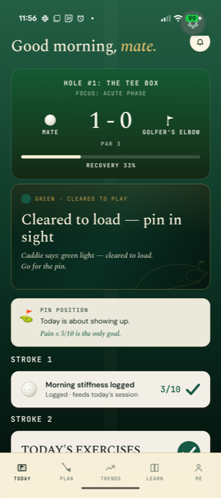 Golf Elbow Oracle today tab