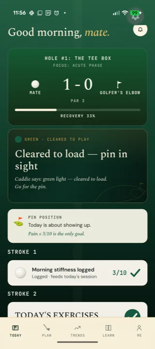 Golf Elbow Oracle today tab