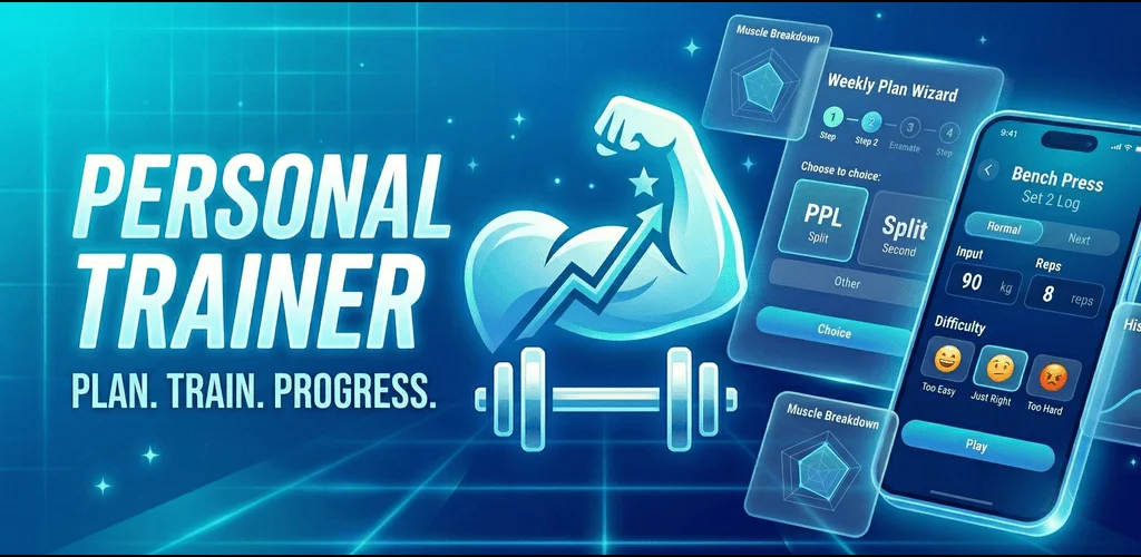 Personal Trainer feature graphic showing the workout interface