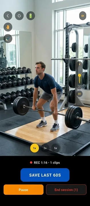ReplayR capturing form-check footage in the gym