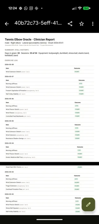 Clinician pdf export