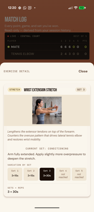 Tennis Elbow Oracle exercise card