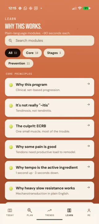 Learn tab